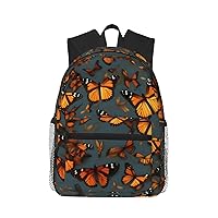 Lightweight Laptop Backpack,Casual Daypack Travel Backpack Bookbag Work Bag for Men and Women-Heaps of Orange Monarch Butterflies