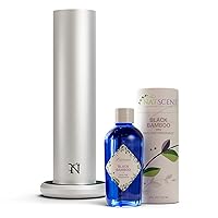 Dynamo Diffuser with Black Bamboo Fragrance Oil Included, Bundle of Smart Aromatherapy Diffuser & Plug & Play 4oz Fragrance Oil Bottle, Essential Oil Blends for Home, Office, Spa – Silver