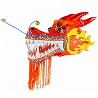 3D Dragon Head Accessories, Lightweight Real-Like Hollow Plastic Dragon Head with Swing Rope for Dragon Poi Dragon Dance Ribbon Streamer Optional Equipment