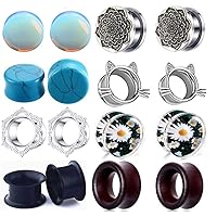 TIANCI FBYJS 8 Pairs Stainless Steel Ear Tunnles Earrings Gauges For Women Cat Body Piercing Plugs Stretcher