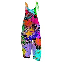 Plus Size Jumpsuits for Women Dressy Adjustable Straps Sleeveless Floral Printed Casual Summer Rompers for Women 2023