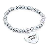 Personalize Customizable Medical ID Stretch Bracelet Heart Shape Charm Tag For Women Teen Stainless
