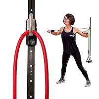 Myosource Space Saver Gym Resistance Bands Exercise Equipment for at Home Fitness Workout | Resistance Band Wall Anchor with 1 Rail and 1 Rail Car