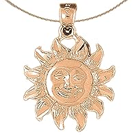 Sun Necklace | 14K Rose Gold Sun Pendant with 18