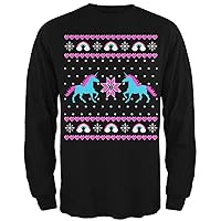 Unicorn Rainbow Ugly Christmas Sweater Mens Long Sleeve T Shirt