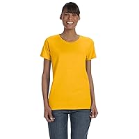 Gildan Women's Heavy Taped Neck Comfort Jersey T-Shirt, Gold, Large