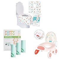 Toilet Seat Covers Disposable - 20 Pack XL + 60 Portable Potty Bags + Portable Potty Training Seat for Toddler Kids - Foldable Toilet for Toddler Travel