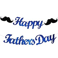 Happy Father’s Day Glitter Banner Decorations Pre-strung Dad's Papa's Day Party Garland Bunting Sign Supplies Fathers Day Backdrop Photo Props Home Celebrate
