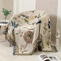 Flower-and-Bird Multifunctional Colorful Sofa Cover, Sofa Towel, Thread Blanket, Outdoor Camping Blanket, Tablecloth, Sofa dust Cover (Birds,180X180CM)