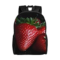 Laptop Backpack for Women Men Lightweight Daypack With Side Mesh Pockets Red strawberry Backpacks