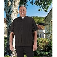 Panama Short Sleeve Clergy Shirt (Black, 17.5)