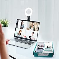 Video Conference Lighting Kit 3200k-6500K Dimmable Led Ring Light Clip on Laptop Monitor for Remote Working/Zoom Calls/Self Broadcasting/Live Streaming/YouTube Video/TikTok
