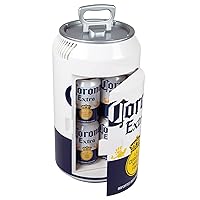 Corona 8 Can Portable Mini Fridge w/ 12V DC and 110V AC Cords, 5.4L (5.7 qt) Beer Can Shaped Personal Cooler, White, Travel Fridge for Beer, Snacks, Lunch, Drinks, Home, Office, Bar, Dorm, RV