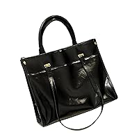PU Large Capacity Tote Bag Women's Leather Commuter Shoulder Bag Female Handbag Black