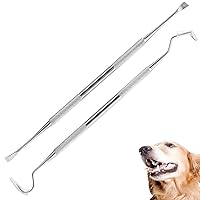 Dog Tooth Scaler and Scraper - 2 Pack Upgrade Pet Tarter Remover with Different Angles Double Head, Stainless Steel Teeth Cleaning Tools for Dogs