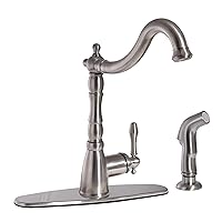 Oakmont Single-Handle Standard Kitchen Faucet with Side Sprayer in Satin Nickel, Oil Rubbed Bronze