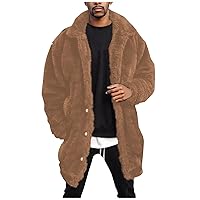 Men Faux Fur Coat Jackets Winter Button Down Thick Fluffy Plush Warm Soft Furry Overcoat Plus Size Fleece Jacket