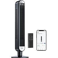 Dreo Smart Tower Fans for Home, 90° Oscillating Fan for Bedroom Indoors, Voice Control Floor Fan with 12H Timer, 42 Inch Quiet Bladeless Standing Fan with LED Display, Work with Alexa/Google