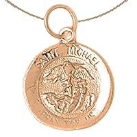 St. Michael Necklace | 14K Rose Gold Saint Michael Pendant with 18