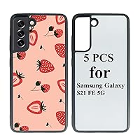 JUSTRY 5PCS Sublimation Blanks Phone Case Compatible with Samsung Galaxy S21 FE 5G Case,2 in 1 2D Soft Rubber TPU Blank DIY Phone Case Cover Heat Press, Easy to Sublimate Glitter Finish