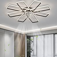 CNMKLM Quiet Ceiling Fan with Lighting LED Ceiling Light Dimmable with Remote Control Adjustable 6 Wind Speed Fan Light Bedroom Living Room Dining Room Ceiling Lamp Fan Light