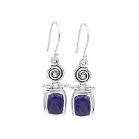 Lapis Lazuli Dangle Earrings | 925 Sterling Silver Hook Earrings | Blue Handmade Dangle Earring | Jewelry Dangle Earring | Artisan Earrings | Blue Birthstone Earrings