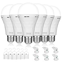 6 Pack Emergency Rechargeable Light Bulbs,Battery Operated Backup Light Bulb for Power Outage Camping Outdoor Hurricane 9W E27 8500K 1200mAh White Equivalent Self-Charging LED Light Bulbs