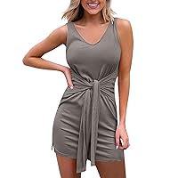 Women's Homecoming Dresses Fashion Casual Solid Color Min Dress Pullover Sleeveless Summer, S-2XL