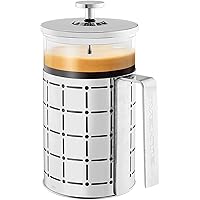OVENTE 27 Ounce French Press Coffee & Tea Maker, 4 Level Stainless Steel Filter System & Heat Resistant Borosilicate Glass, Portable Pitcher for Travel Gift Easy Clean Carafe w/ Scoop, Silver FSS27P
