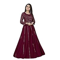 Jessica-Stuff Women Embellished Rayon Blend Stitched Anarkali Gown Wedding Dress (17071)