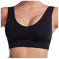 Wireless Sports Bra for Women Mesh Hole Breathable Active Bra Stretchy Running Yoga Bras Seamless Workout Cropped Tops