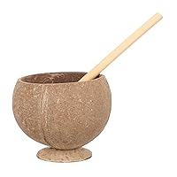 BESTOYARD 1 Set Coconut Shell Cup Drink Container Dessert Dish Hawaii Cups with Straws Beverage Container Beach Hawaii Decor Tray Decor Candy Bowls Mug Dessert Bowl Bamboo Delicate re-usable