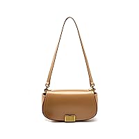 [LEAFICS] Women's Genuine Leather Small Square Bag Fashion Flap Saddle Bag Underarm Bag Shoulder Bag Satchel Handbag Purse