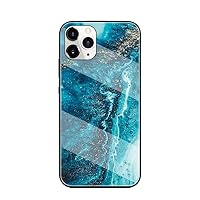 Case for iPhone 13 Mini,[Stylish Marble Pattern] 3D Tempered Glass Hard Back Protective Shock Absorption Soft TPU Bumper Hybrid Phone Case for iPhone 13 Mini 5.4