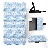 Blue Nautical Pattern FLIP Wallet Phone CASE Cover for Apple iPhone 15 PRO MAX