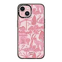 CASETiFY Compact Case for iPhone 15 [2X Military Grade Drop Tested / 4ft Drop Protection] - Cheetah Paradise Pink - Clear Black