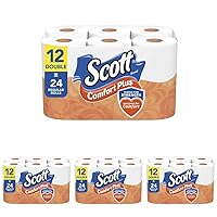 Scott ComfortPlus Toilet Paper, 12 Double Rolls : 24 Regular Rolls, 231 Sheets Per Roll (Pack of 4)