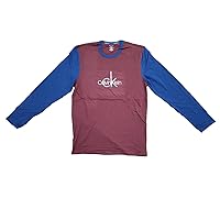 Calvin Klein Men's Long Sleeve Sleepwear Shirt - NP23050 (Maroon/Blue, Large)