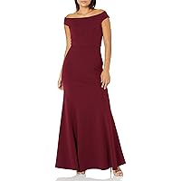 Jenny Yoo Women's Larson Off The Shoulder Fit and Flare Crep Long Gown