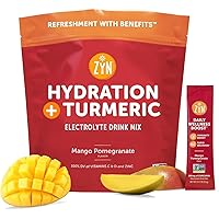 ZYN Electrolytes Powder Hydration Packets with Vitamins, Zinc & Turmeric Curcumin for Gut Health, Immune Support, Low Sugar Electrolyte Drink Mix Packets with Piperine, Mango Pomegranate, 16 Pack