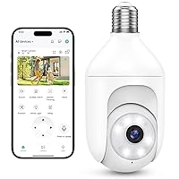 2K Bulb Security Cameras Wireless Outdoor Indoor, 2.4GHz WiFi Cameras for Home Security with Spotlight, Color Night Vision, Motion Detection, 2-Way Audio, Audible Alarm, IP65 Waterproof