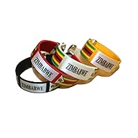 ZIMBABWE Set Of 4 Colored Country Flag WIDE FLEXIBLE C BRACELET WRISTBANDS .. New