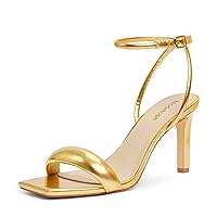 Modatope Womens Sandals Square Open Toe Strappy High Heels Ankle Strap Heels for Women Party Wedding Daily Wear