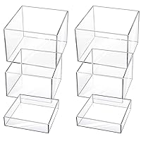 6 Pcs Acrylic Display Risers Acrylic Boxes Acrylic Display Nesting Cubes 5 Sided with Hollow Bottoms Display Stand Shelf for Cosmetics Food Collectibles Jewelry Figures Show (Clear)
