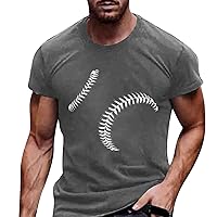 Funky Baseball Graphic Tee Tops for Men Novelty Round Neck Short Sleeve Athletic Tee Shirts Oversized Sports Running T-Shirts