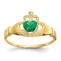 10k Gold CZ Cubic Zirconia Simulated Diamond May Irish Claddagh Celtic Trinity Knot Love Heart Ring Size 7.00 Jewelry for Women