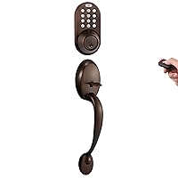 MiLocks BXF-02OB Digital Deadbolt Door Lock and Passage Handleset Combo with Keyless Entry via Remote Control and Keypad Code for Exterior Doors, Oil Rubbed Bronze