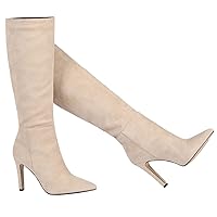 LEHOOR Women Knee High Stiletto Heel Boots Pointed Closed Toe Slip On High Heeled Dress Shoes Sexy Trendy for Ladies 4-11 M US