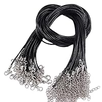 100PCS Braided Adjustable Leather Rope Wax Cord DIY Handmade Necklace Pendant Lobster Clasp String Cord Jewelry Chain Leather Necklace Cord with Clasp for Women Man Wax Rope Chain Braid Leather Cord
