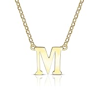 JewelryWeb Solid 14K Yellow or White Gold Delicate Trendy Polished A-Z Initial Necklace (16